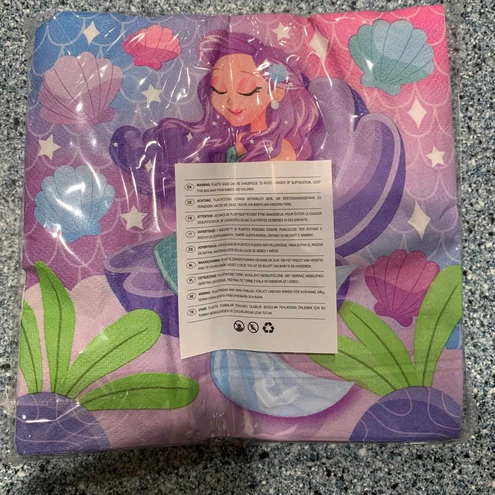 145 Pc Mermaid Birthday Party Supplies with Banner, 24 Serves Tableware Set, New